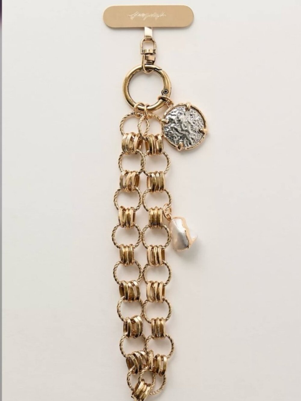 NWT Free People Charmed Phone Wristlet in Gold - Picture 2 of 2